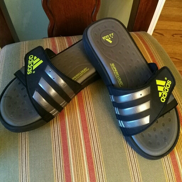 lime green adidas slides